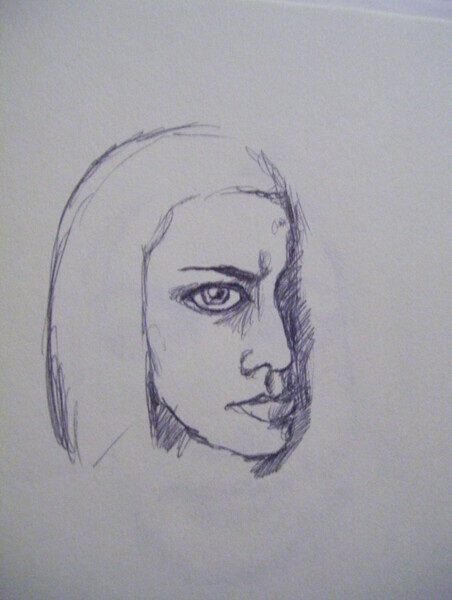 moody ink sketch of a woman