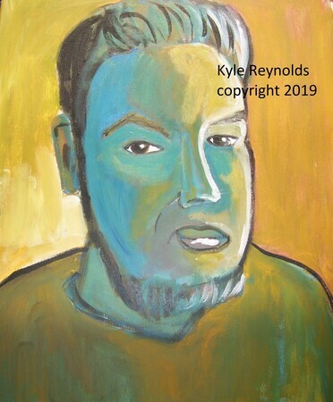 SELF PORTAIT 16X20 INCHES ACRYLIC 2019 EXPRESSIONISTIC ART
