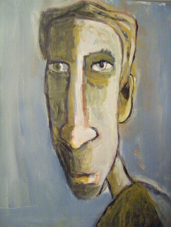 WHY THE LONG FACE? 8X10 INCH ORIGINAL EXPRESSIVE ACRYLIC ART 2009