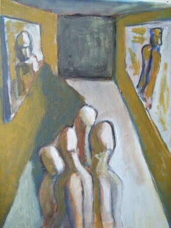 ON DISPLAY 11X14 INCH ORIGINAL EXPRESSIVE AND PRIMITIVE ACRYLIC ARTWORK 2008