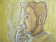 SELF PORTRAIT (SMOKING) 11X14 INCHES ACRYLIC ON GALLERY WRAP CANVAS