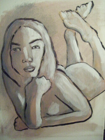 Untitled Nude 11x14 inch acrylic expressive nude